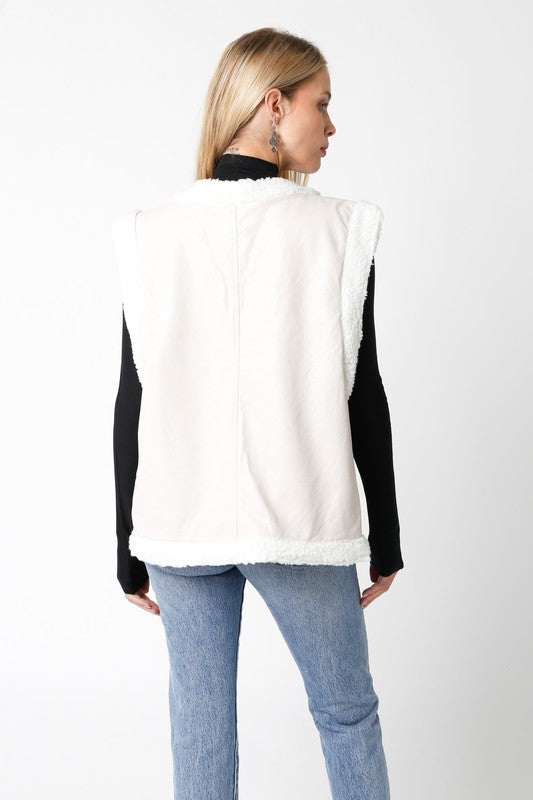 Faux Fur Vest--Ecru